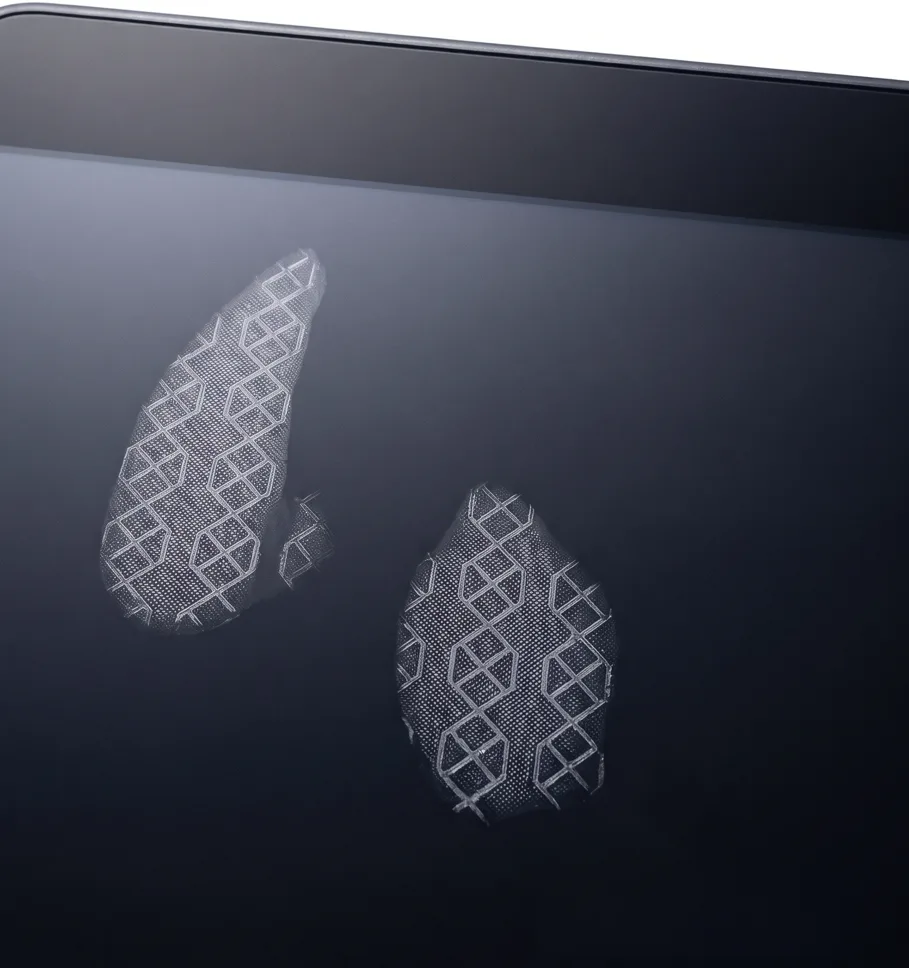 Example of temporary touchscreen condensation patterns